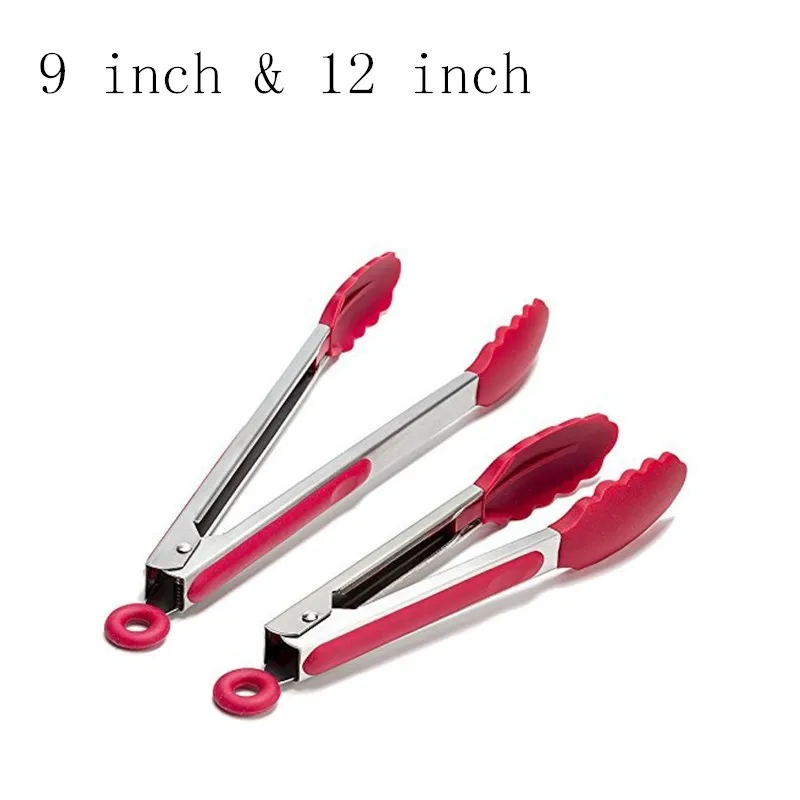 12 Small Plastic Serving Tongs Red 