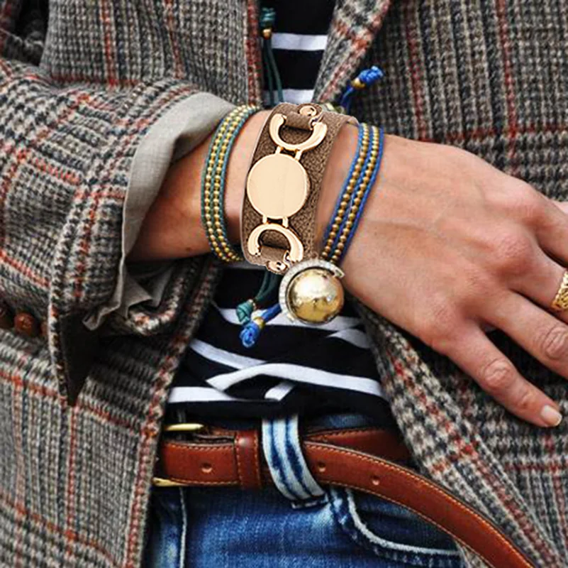 

Adjustable Spirit Women Wide Vintage Leather Cuff Bracelet