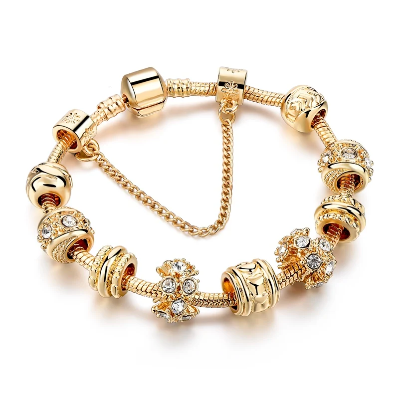 

Fashion jewelry gold plated metal beads bracelet with crystal ,charm bracelet for women