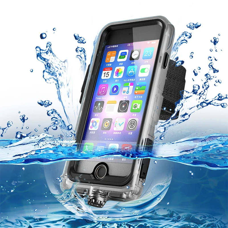 

Protection TPE Transparent Water Proof Phone Case For Iphone 6/7/8 Plus, Black/red/blue