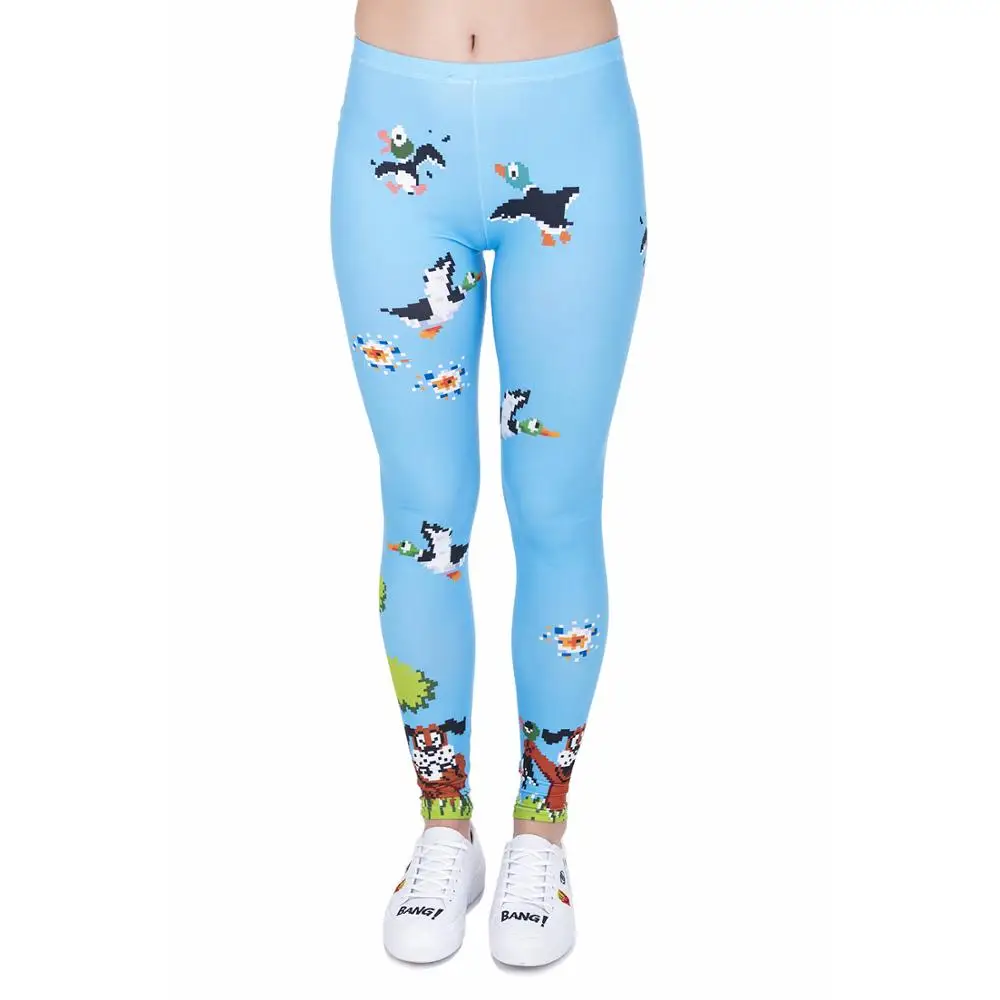 

2021 Summer New Fashion Women Slim Leggings Duck Hunt Digital Printing Long Pants Trousers Ladies Elastic High Waist Leggings, Photo color,customized upon request