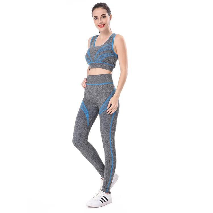 Women's 2Pcs Yoga Suit Workout Gym Running Sports Bra Vest Pants Athletic Set A+ 