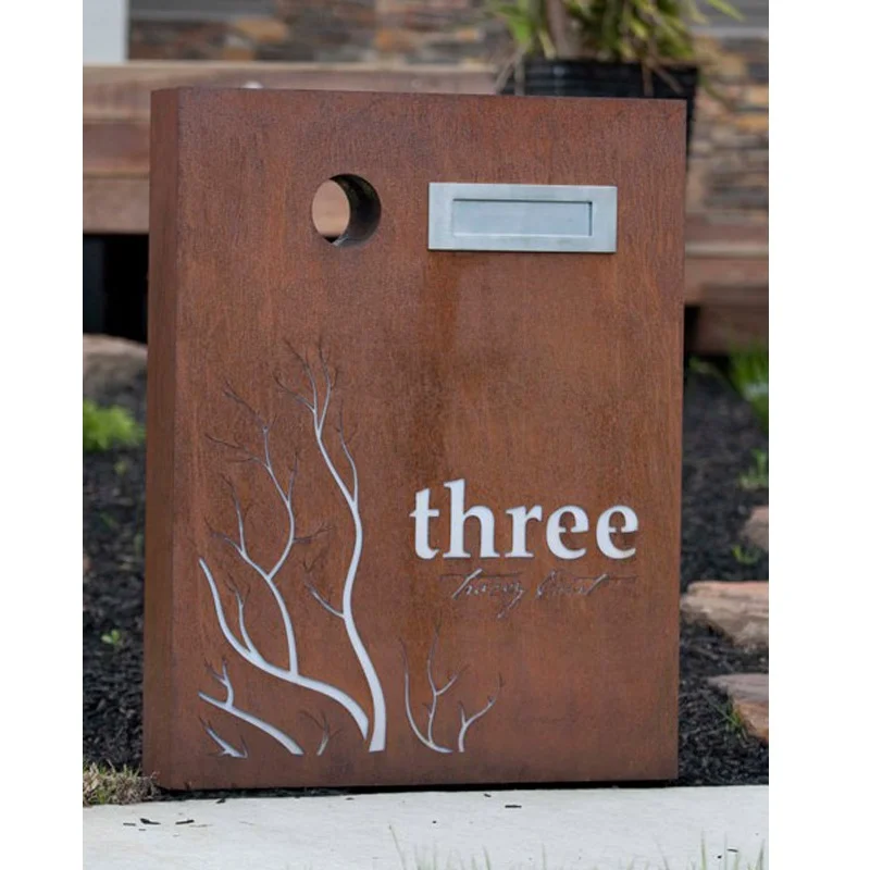 

Custom Design Corten Steel Waterproof Letterbox For Garden Supplier, Rusty