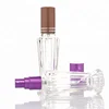 High end special shape vertical bar 10ml 12ml clear glass perfume bottle with metal spray cap