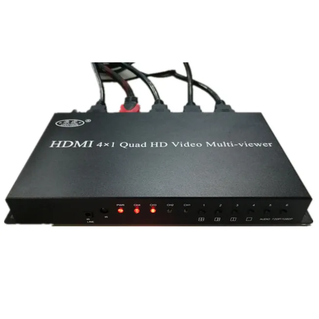 

rs485 4 ports hd way 1080p tv quad video multiple screen dvi 4x1 vga switch splitter, Black