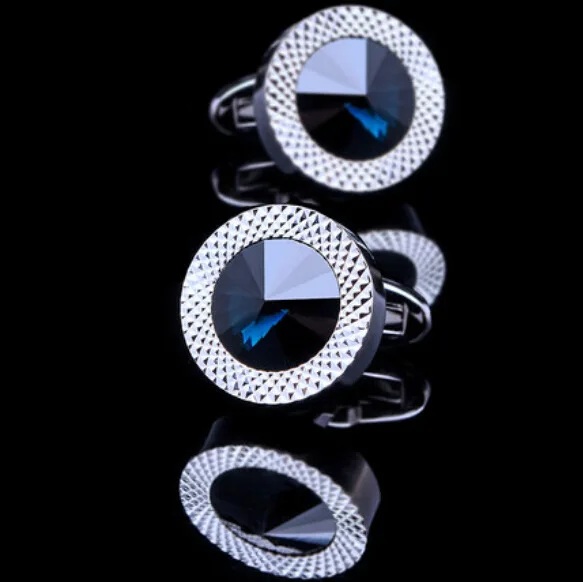 

high-end ink blue Austrian rhinestone men's cufflinks wholesale and retail, N/a