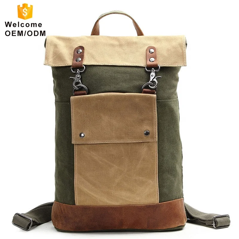 

Hiking travel trekking camping rucksack bagpack outdoor genuine Leather men custom logo label laptop school bags backpack, Khaki, army green, dark gray, blue