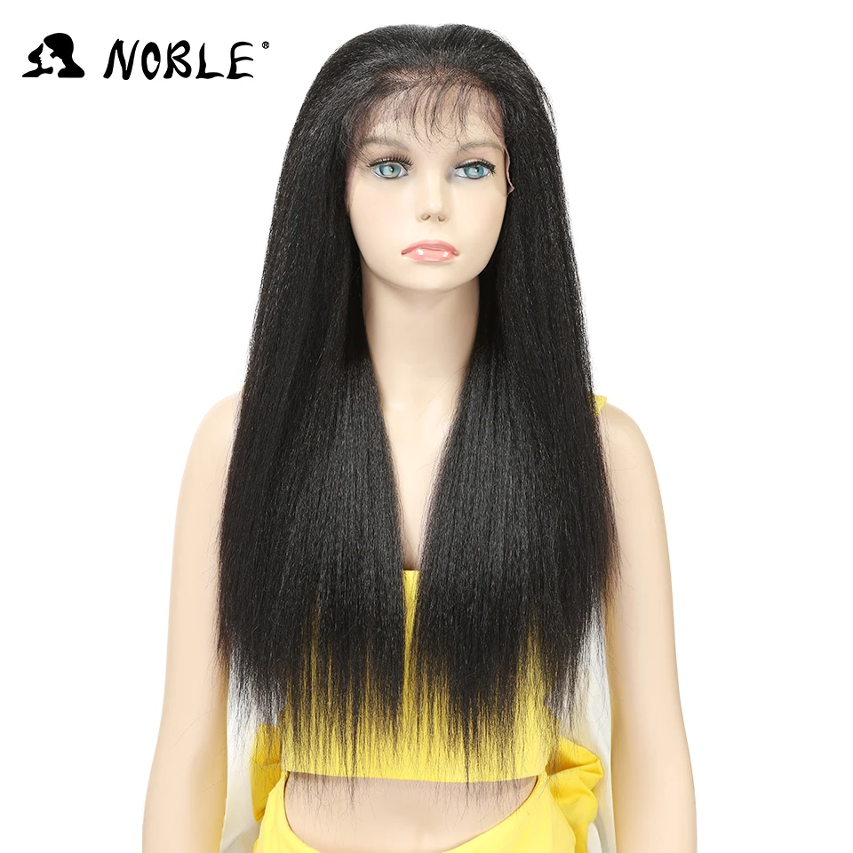 

Noble Wigs For Black Women yaki Straight New Lace Front Wig Synthetic Hair 26 Ombre Color Heat Resistant lace frontal Wig