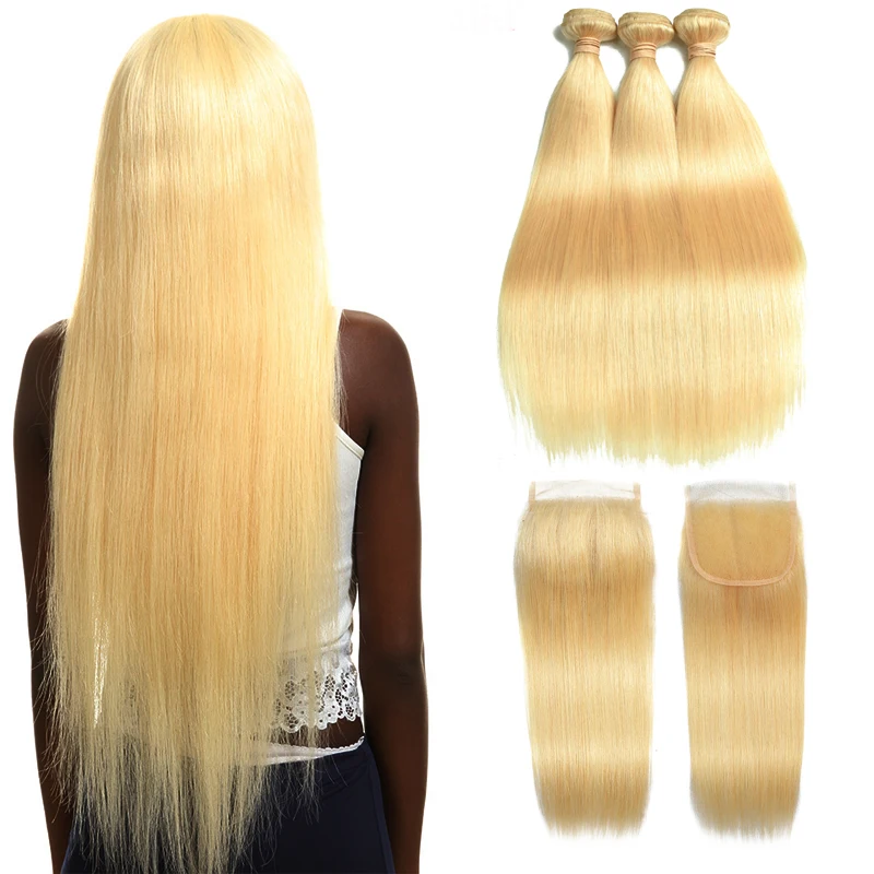 

Brazilian 613 Straight Human Hair Bundles With Closure 100%Unprocessed Virgin Hair 3 Bundles With Lace Closure Hair Extension