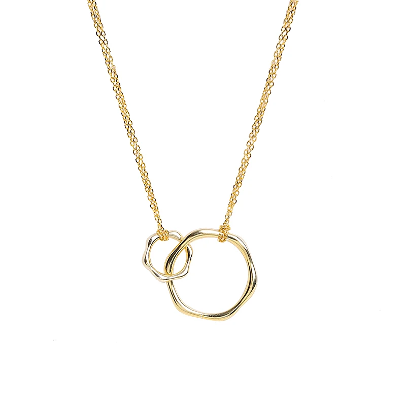 

A195A Jewellery Double Hexagon gold necklace by Moyu