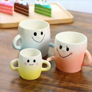 Image of 3Pcs/combo Cute Smile Mom Dad Son Family Mug Mug A Family Of Three Parent-Child Couple Cups Creative Coffee Mug Ceramic Hand