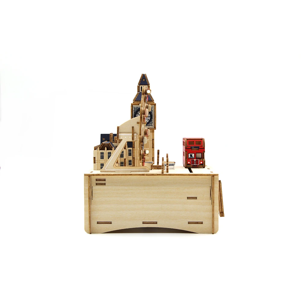 Hot Selling Old London Wood Jigzle Musical Box 3d Puzzle View 3d