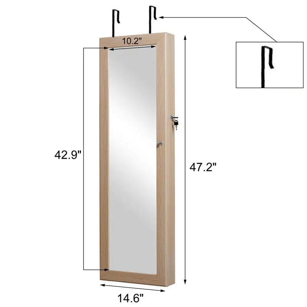 Mdf Wall Mounted Over The Door Full Length Jewelry Box Armoire Mirror Buy Jewelry