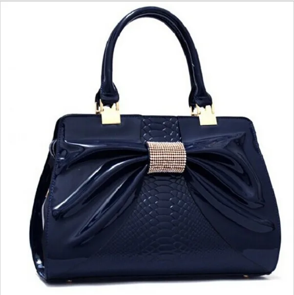 navy blue patent leather handbag sale