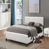 Morden luxury white faux wooden box leather back bed designs