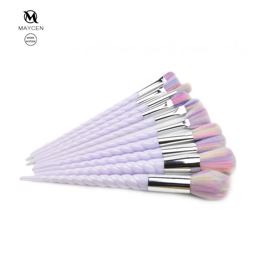 

10pcs Hot selling dream purple spiral type make up brush set, Light color
