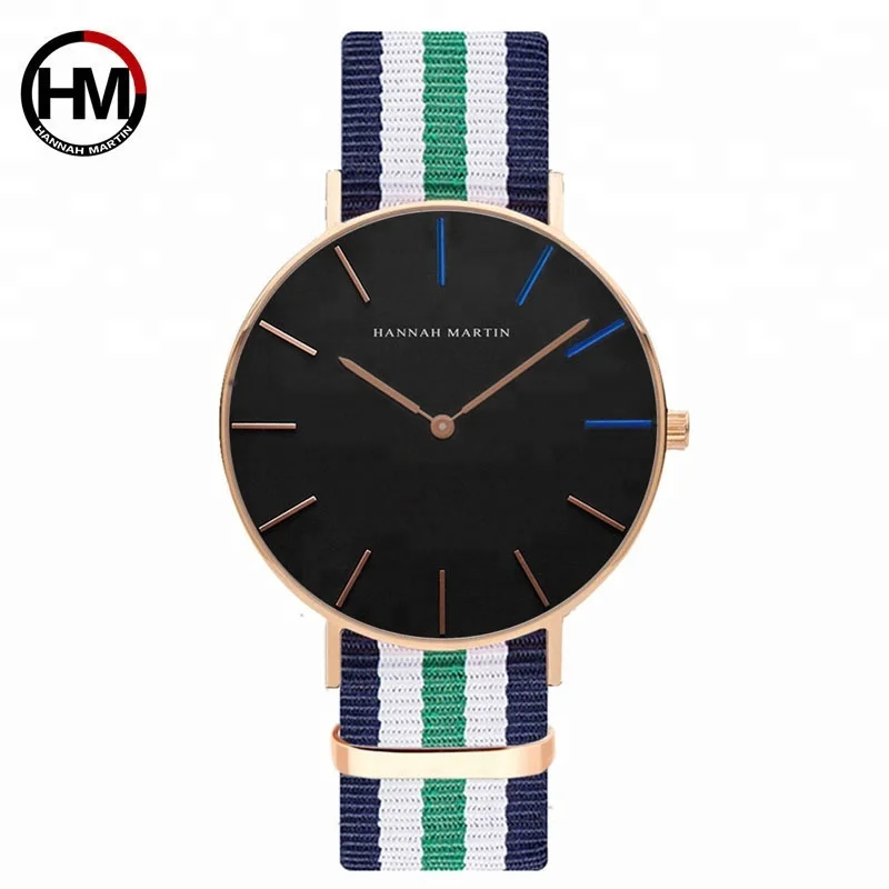 

Hannah Martin Men Watch Fashion Choose Nylon Leather Wrist Watches Casual Male Ultrathin Dial Clock Waterproof Relogio, 10 colors