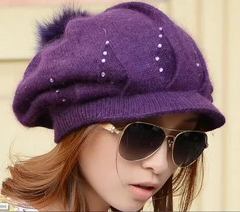 girls purple winter hat