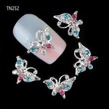 10pcs Glitter Butterfly Rhinestones 3d Nail Art Decorations Alloy Nail Sticker Charms Jewelry for Nail Gel