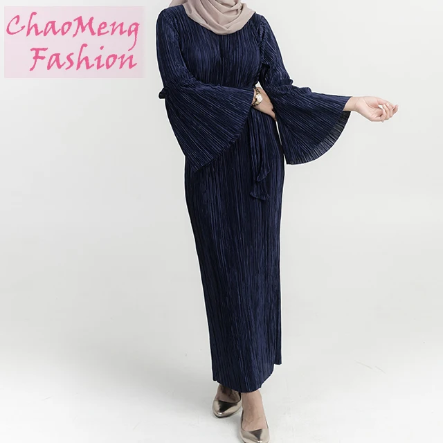 

1622# Best Seller front open pleated modest fashion for muslim women dresses 2018 Latest abaya designs, Black;cream;navy/customized