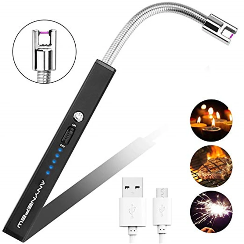 

New Outdoors Metal Electric BBQ Lighter, USB Rechargeable Arc Lighter, Windproof Flamelessbarbeque lighter With Long Handle, 7 colors