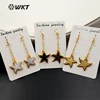 WT-E347 Wholesale new arrival natural shell earrings 24K real gold plated happy dance star shape for luck happy girl gift
