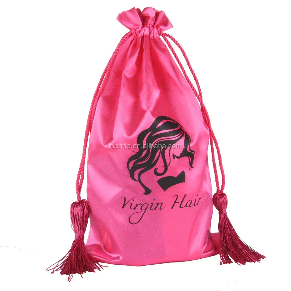 Custom Pink Satin Hair Weave Extension Bags For Ng With Custom Pink Satin Hair Weave Extension