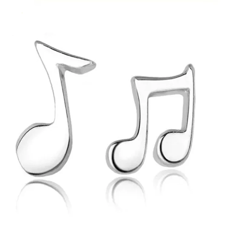 

925 sterling silver musical note minimalist stud earrings for girls