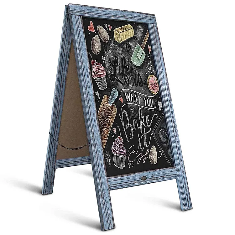 

Rustic Vintage Blue A Frame Chalkboard/Sidewalk Chalkboard Sturdy Sandwich Board A Frame Restaurant Message Board