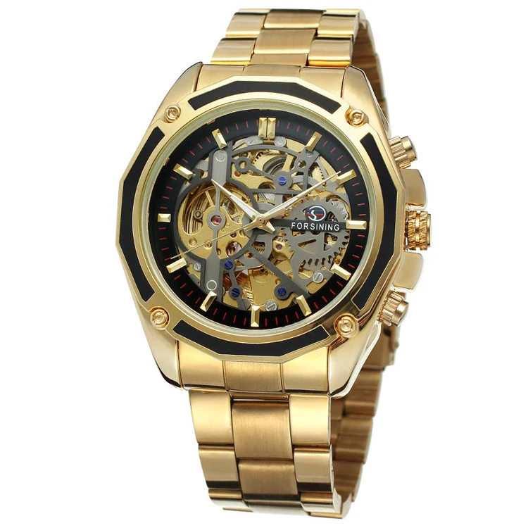 

FORSINING 119 Men's Luxury Brand Skeleton Male Big Dial Golden Watches Automatic Mechanical Sport Military Watch