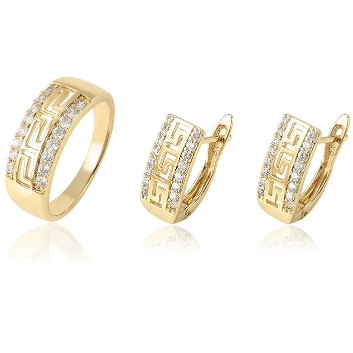64778 Xuping wholesale jewelry set for women earrings and ring fashionable 14k hoop two pieces set, wholesale jewelry