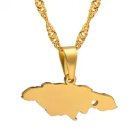 

Wholesale fashion Gold Color charm Jewelry Jamaican Patriotic Gifts custom Heart Jamaica Map Pendant Necklaces for Women/Girl