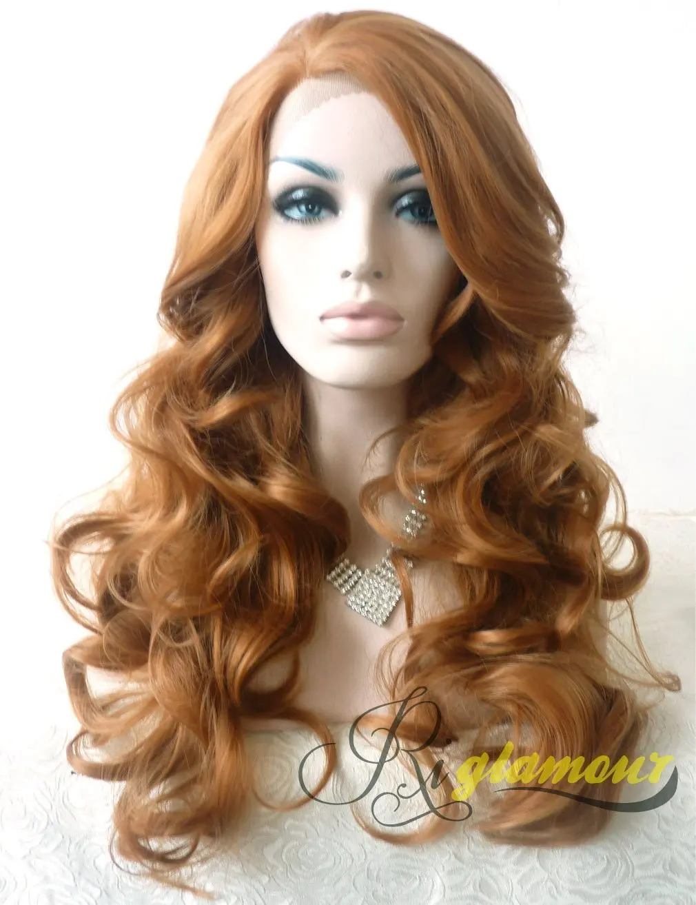 Buy Riglamour Long Wavy Honey Blonde Wigs With Side Swept Bangs
