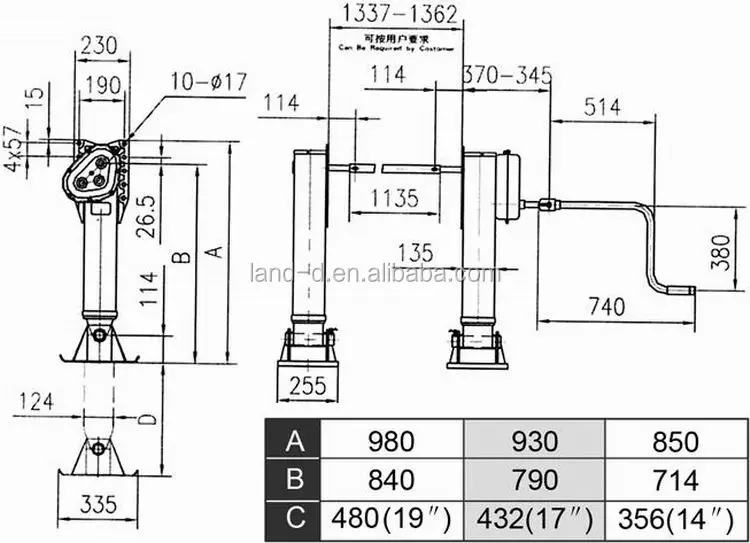 Truck Landing Gear Jack Drop Gearbox Inboard Two Handles ... tractor trailer abs pump description 