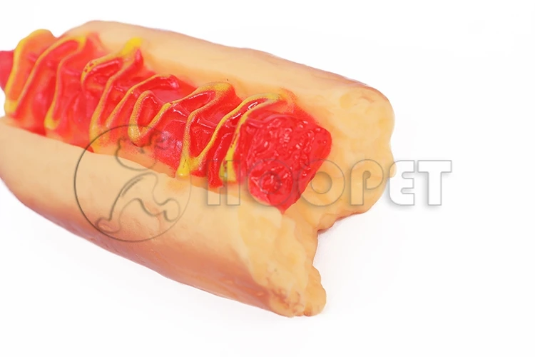 Wholesale Factory Direct Hot Dog Shaped Dog Chew Toys,Piranha Shaped Dog Toy,Suqeaky Dog Toy
