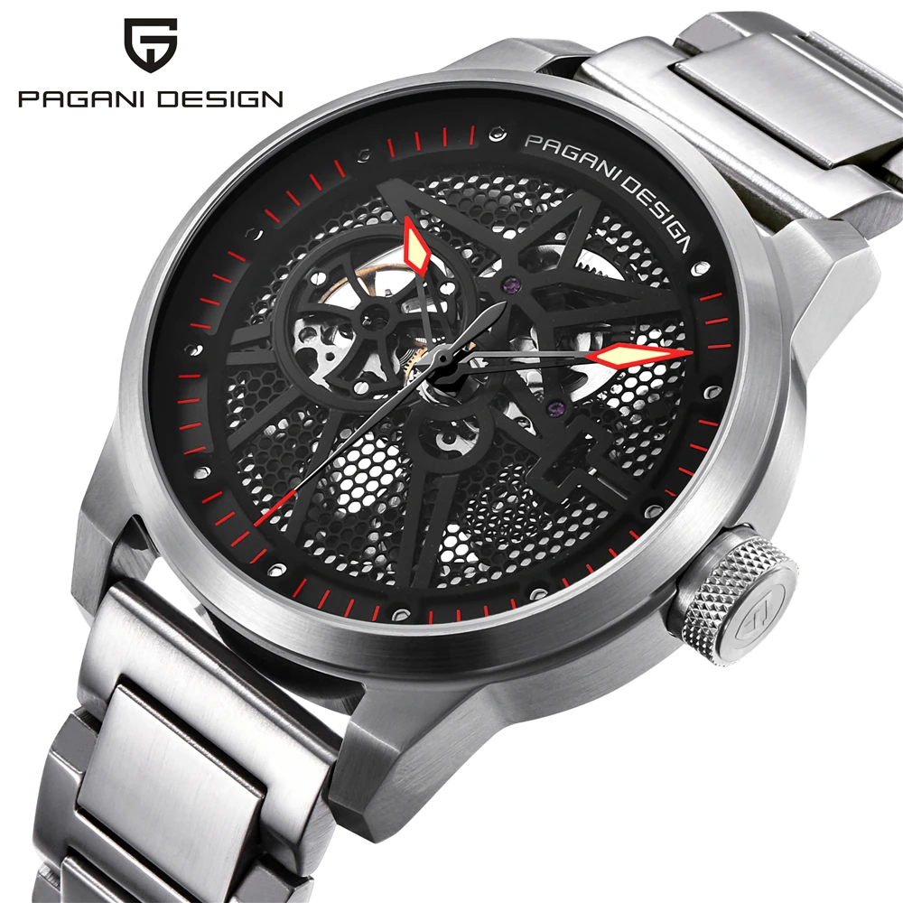 

PAGANI DESIGN Stainless Steel Mechanical Waterproof mens watches Hollow Automatic, N/a