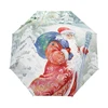 Santa Claus Christmas Double Sided Canopy Auto Foldable Travel Rain Umbrellas