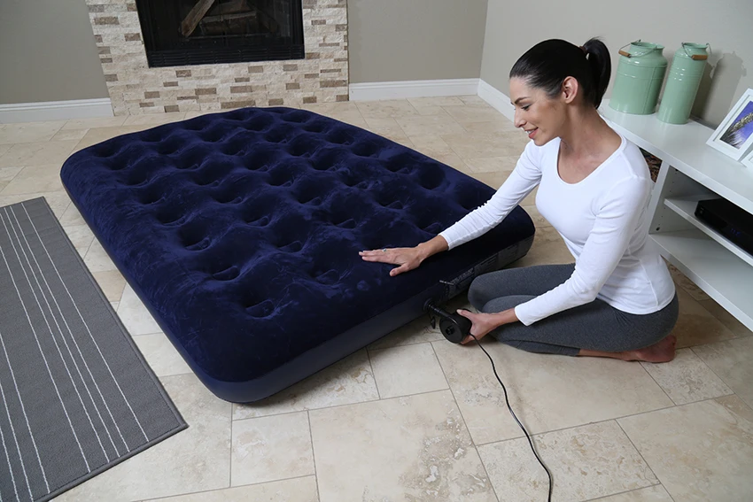 Bestway 67002 Flocked Fullsize Air Bed Inflatable Folding Air Mattress