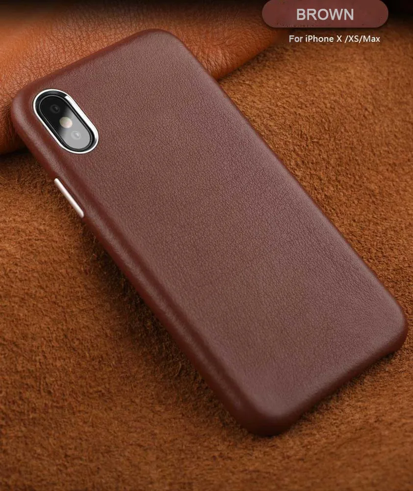 Best selling simple premium first layer cow leather durable business mobile phone back cover case for iphone X/XS/XR/XS MAS