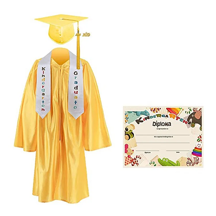 Disposable Shiny Finish Kindergarten/kids Graduation Caps And Gowns