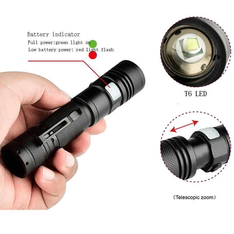 Aluminum Alloy 1000 Lumen Powerful Rechargeable Led Torch Flashlight