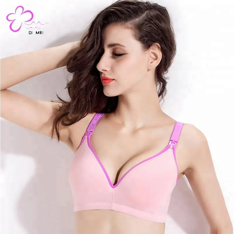 

Best quality purple breathable nursing bras for large breasts, Pink;skin;purple;gray;yellow