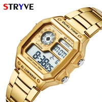 

STRYVE Digital Watch Sport Top Brand Luxury Electronic Wristwatch Men Waterproof Multifunction Gold Metal Relogio Masculino