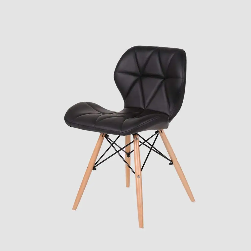 Bar Stool, PU Leather Backrest Office Stool, Kitchen Breakfast Stool, (H45cm W49cm 37cm),Black