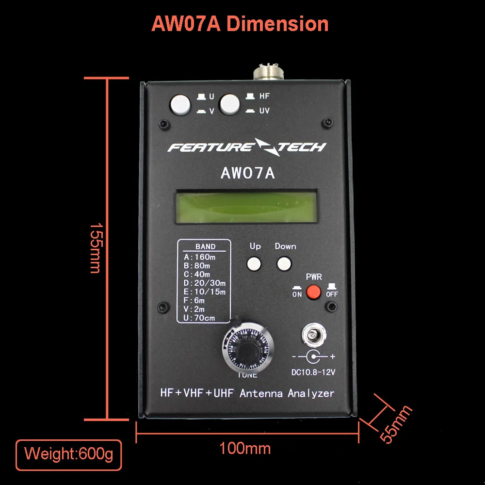 AW07A HF//VHF//UHF 160M Impedance SWR Antenna Analyzer F Ham Radio Hobbists DIY