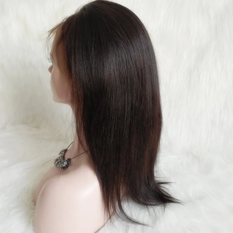 

virgin cuticle aligned chinese hair swiss lace front wig natural black straight 130% density lace front virgin hair wig