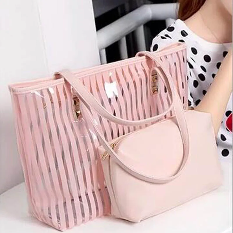 

mobile phone clear shoulder bag pvc handbag beach bag, 6 colors in storage and custom color is workable