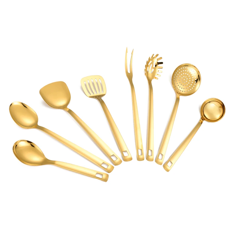 

New arriving non-magnetic stainless steel mirror polish gold kitchenware set, Black