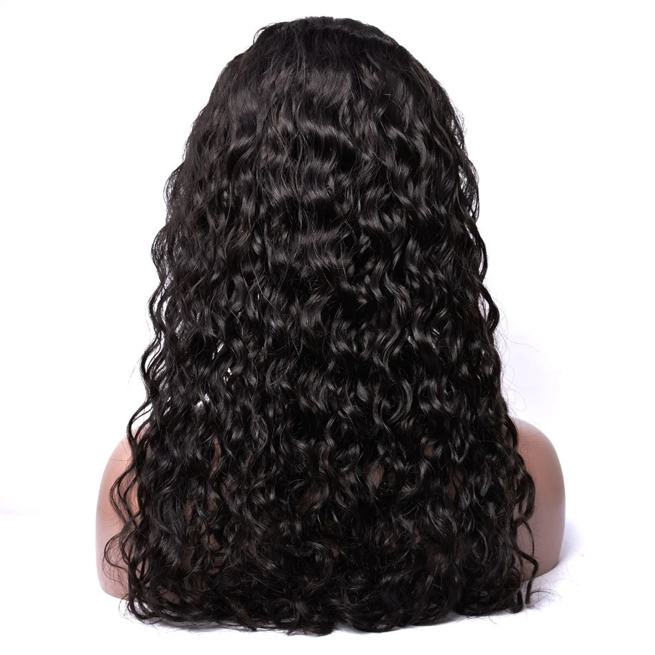 

Full Lace Human Hair Wigs Brazilian Deep Wave Lace Wig Natural Black Remy Hair With Baby Hair