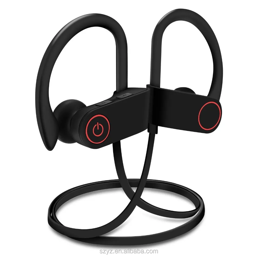 

Q6/U8 ipx7 Waterproof Earphone Wireless Sports headphones headset with Mic waterproof earbuds, Black;red